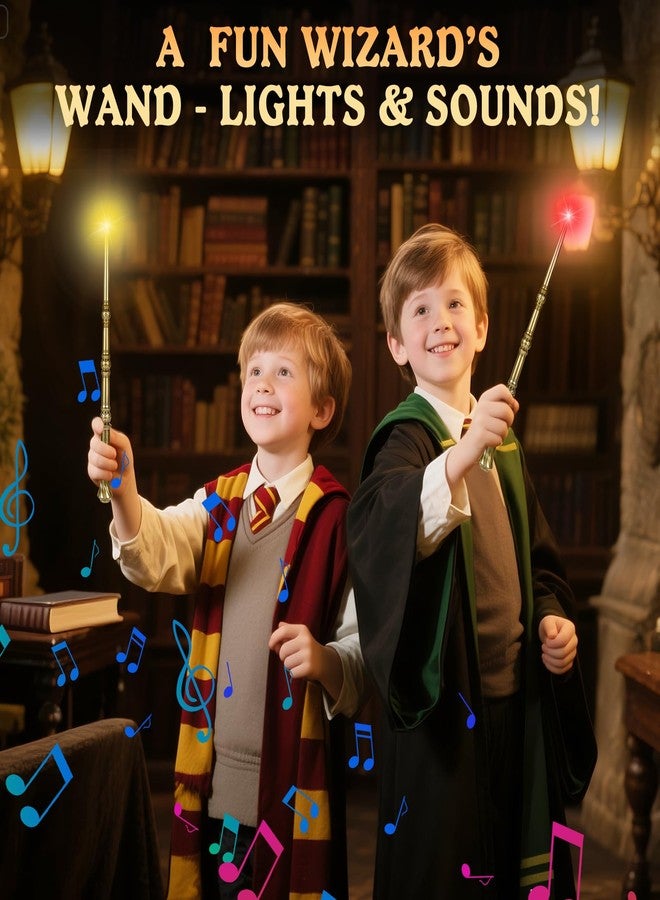 Maikoi Light Up Magic Wizard Wand with Sounds & 4 Color Lights Illuminating Witch Toys for Kids Cosplay Party Birthday Gift, Golden, 2PCS - Image 4